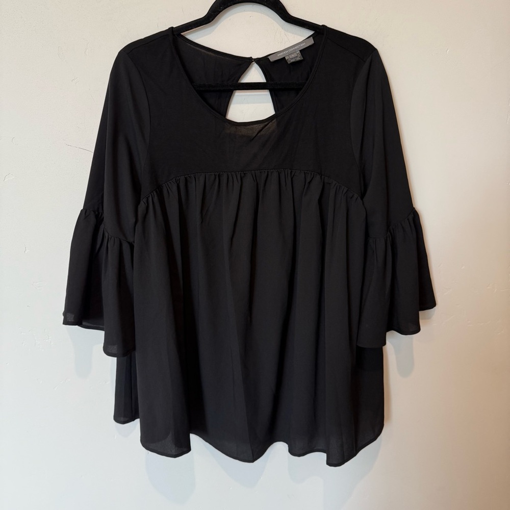 French Connection Black Flowy Oversized  Women's Blouse Size Large Modern